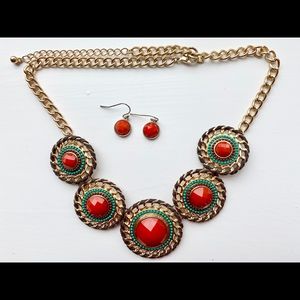 Red and gold statement necklace
